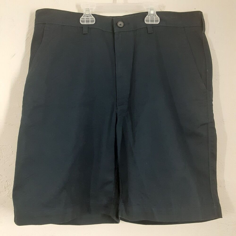 NWT Savane Shorts Men's 34W Flat Front Chino Stretch Blue Wrinkle Resistant